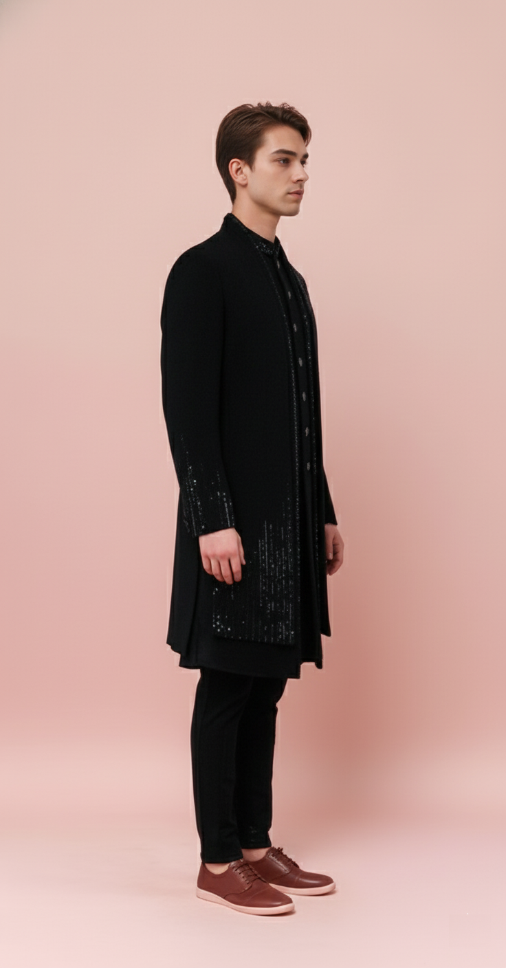 Black Colour Indo Western(ME-MINW_16686)