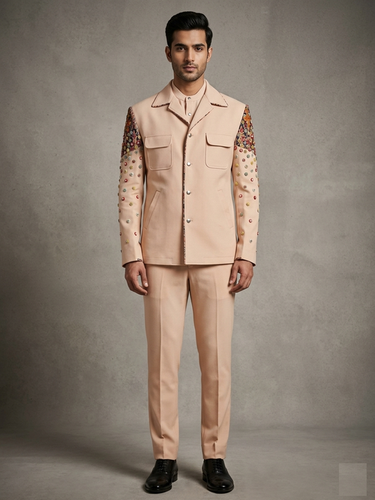 Peach Colour Bomber Jacket(ME-MINW_BETTER TOGETHER)