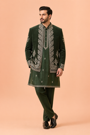 Bottle Green Colour Jodhpuri Set(ME-MJOD_5256)