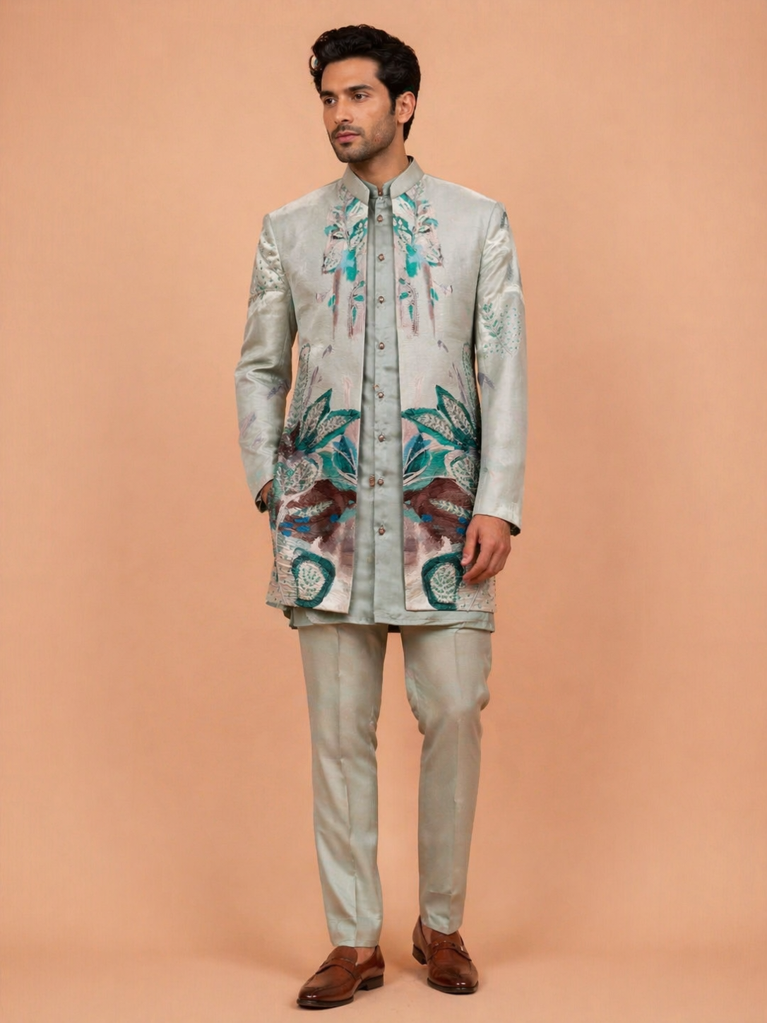 Firozi Colour Jodhpuri Set(ME-MJOD_5256)