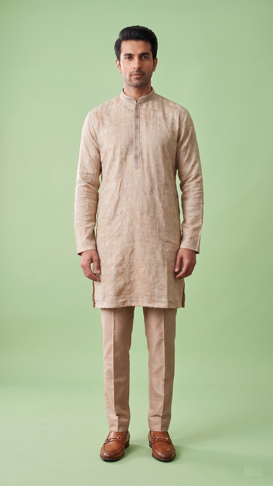 Fawn Colour Kurta Set(ME-MKUS_11060 B)