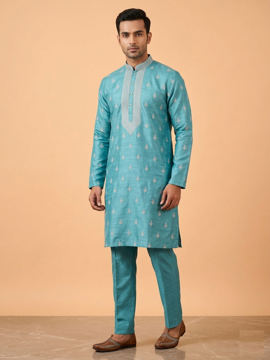 Rama Green Colour Kurta Set(ME-MKUS_11644)