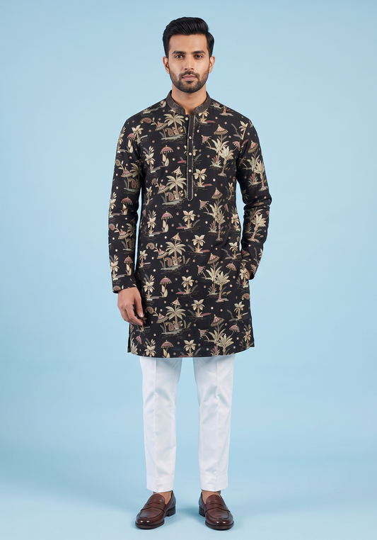 Black Colour Kurta Set(ME-MKUS_1336)
