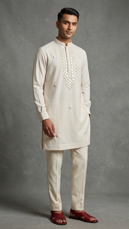 Cream Colour Kurta Set(ME-MKUS_2646)