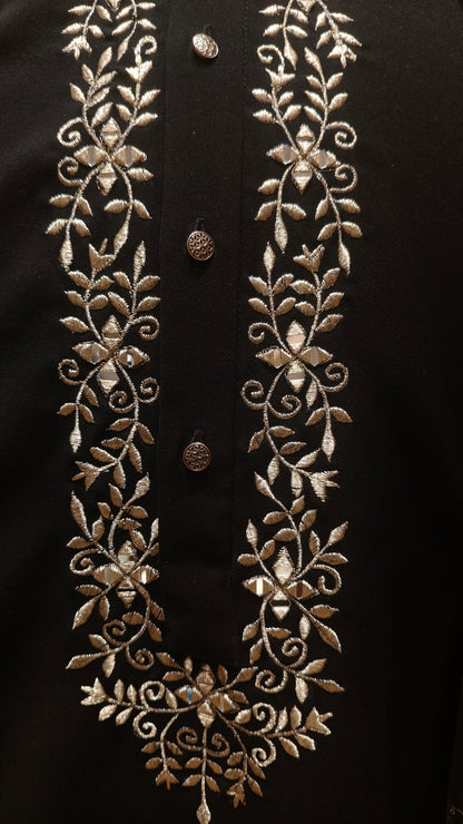 Black Colour Kurta Set with Stole(ME-MKUS_2796)