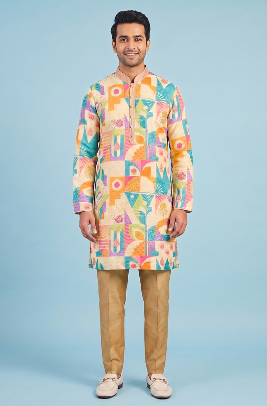Fawn Colour Kurta Set(ME-MKUS_AK 2635)