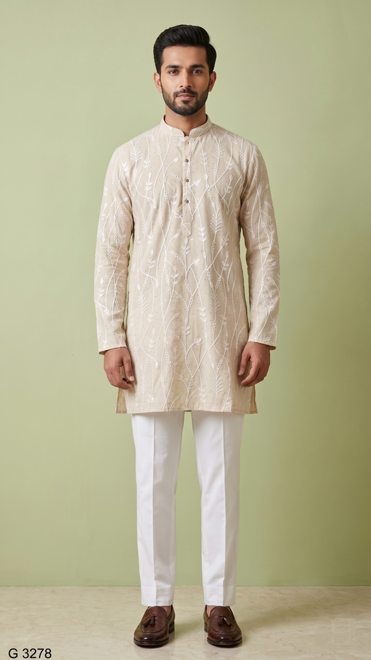 Beige Colour Kurta Set(ME-MKUS_G 3278)