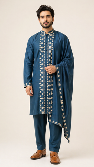 Teal Blue Colour Kurta Set(ME-MKUS_K 619)