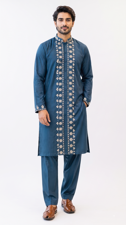 Teal Blue Colour Kurta Set(ME-MKUS_K 619)