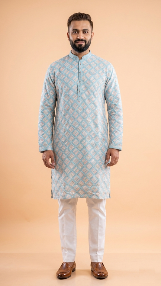 Firozi Colour Kurta Set(ME-MKUS_KS 2232 C)