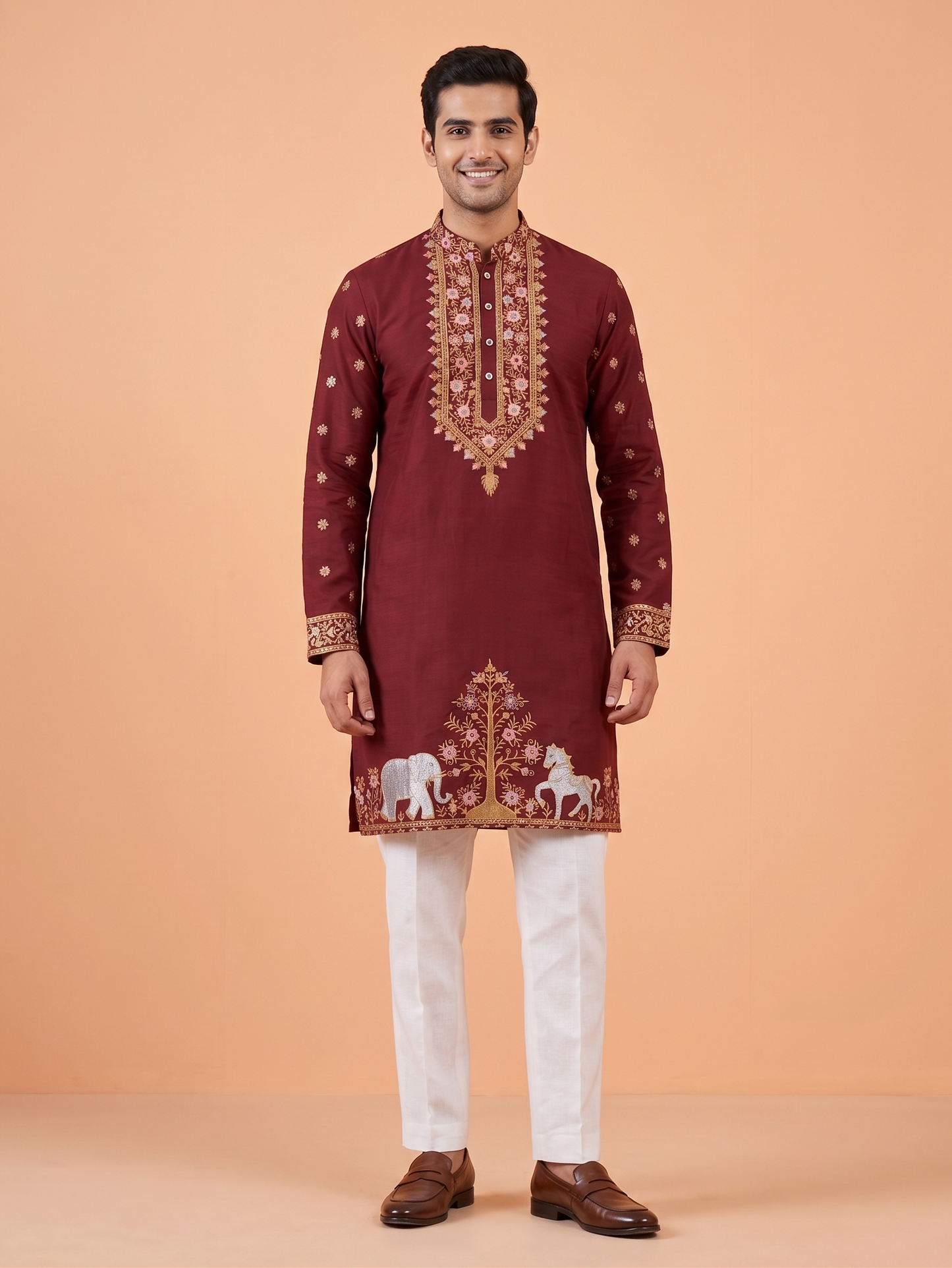 Wine Colour Kurta Set(ME-MKUS_P 1170)