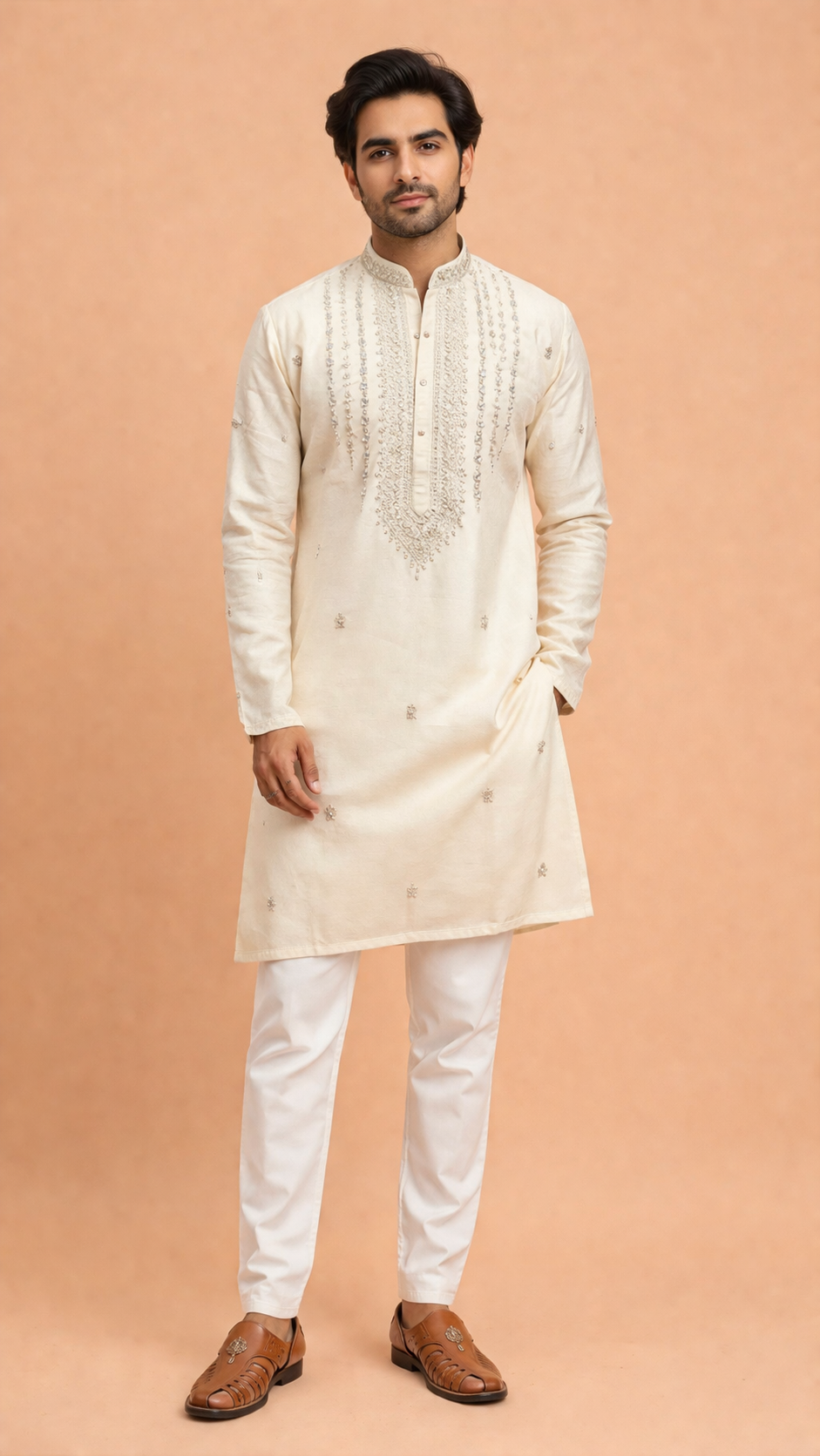 Beige Colour Kurta Set(ME-MKUS_SK 43)