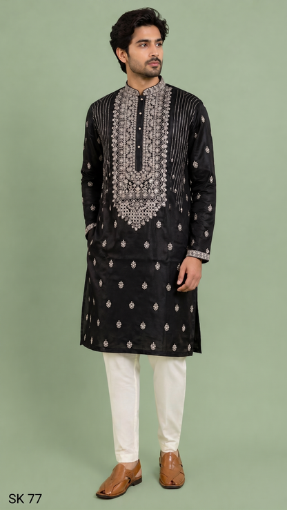 Black Colour Kurta Set(ME-MKUS_SK 77)