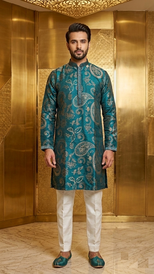 Peacock Green Colour Kurta Set(ME-MKUS_SL 4040)