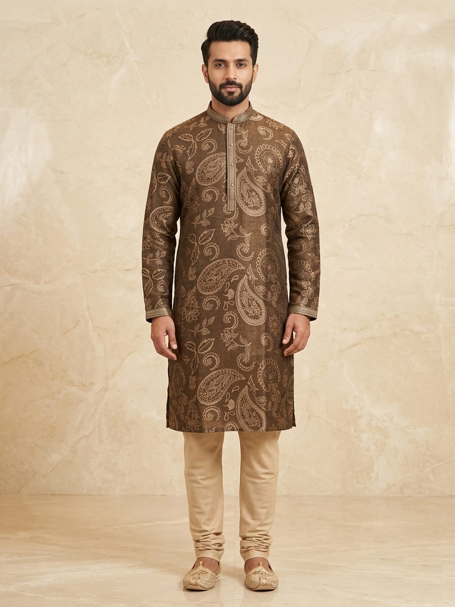 Brown Colour Kurta Set(ME-MKUS_SL 4040 B)