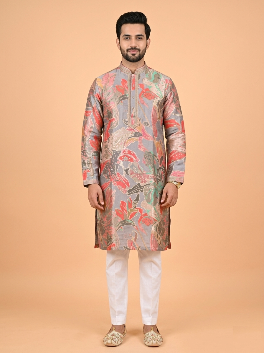 Grey Colour Kurta Set(ME-MKUS_SL 4072)