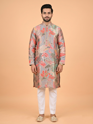 Grey Colour Kurta Set(ME-MKUS_SL 4072)