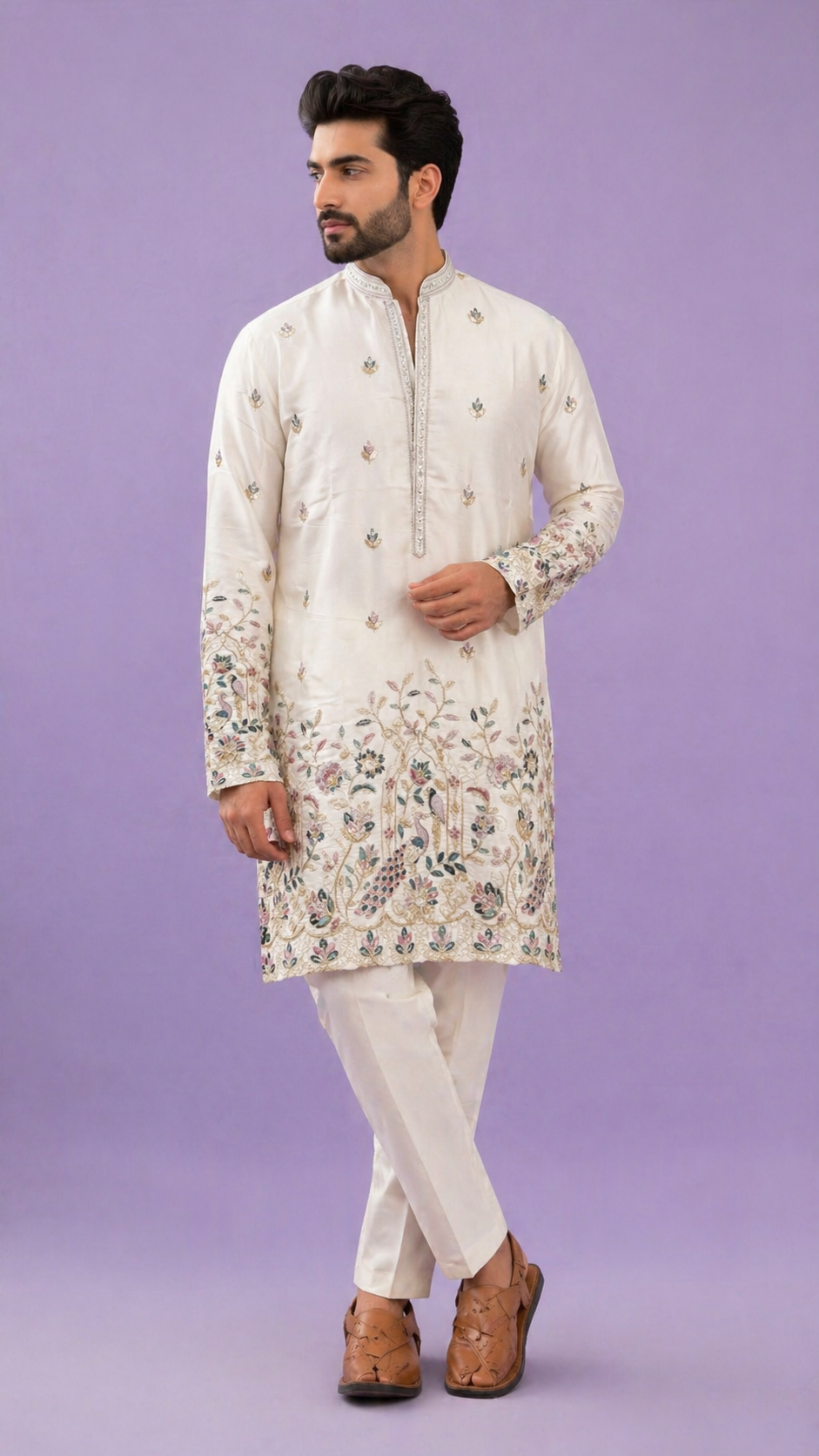 Cream Colour Kurta Set(ME-MKUS_Y 698)