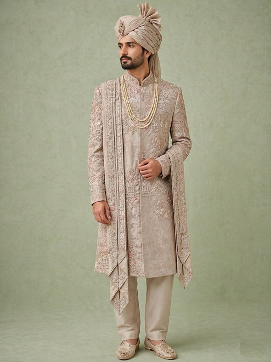 Onion Pink Colour Sherwani(ME-MSRW_12673)