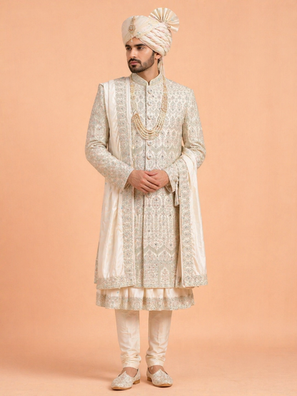 Ivory Colour Sherwani(ME-MSRW_4845)