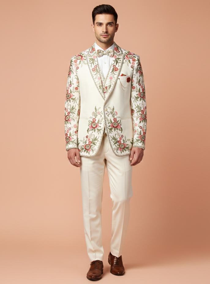 Ivory Colour Coat Suit (ME-MSUI_3806.17)