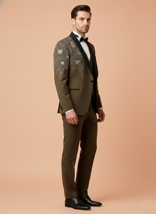 Olive Green Colour Coat Suit (ME-MSUI_4798)