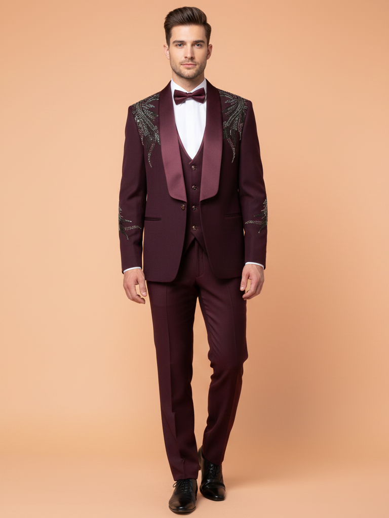 Wine Colour Coat Suit (ME-MSUI_51560 R 11)