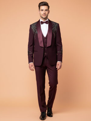 Wine Colour Coat Suit (ME-MSUI_51560 R 11)