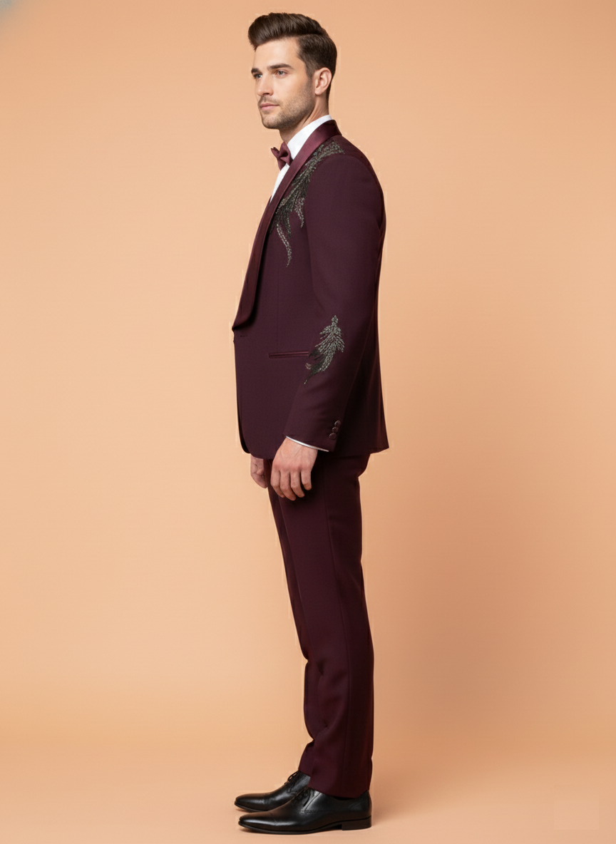 Wine Colour Coat Suit (ME-MSUI_51560 R 11)