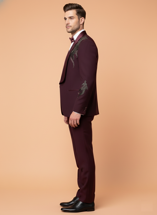 Wine Colour Coat Suit (ME-MSUI_51560 R 11)