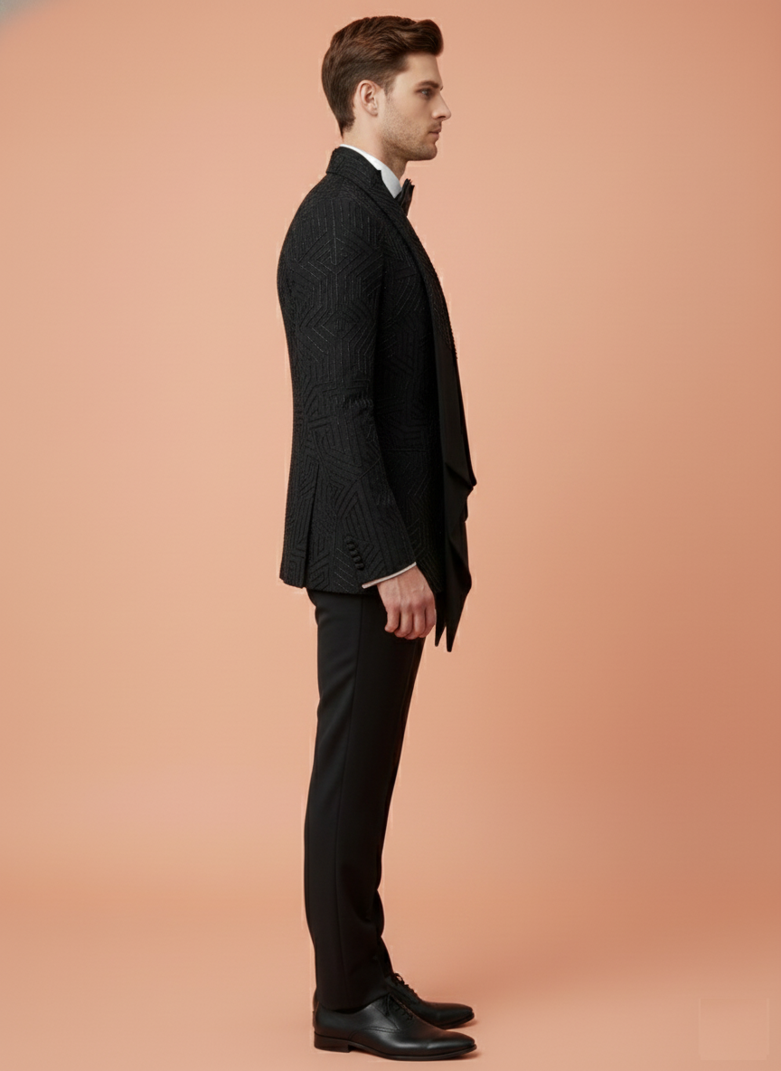 Black Colour Coat Suit(ME-MSUI_SA 8365 D)