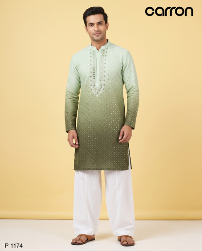 Pista & Green Colour Kurta Set(ME-MKUS_P 1174)