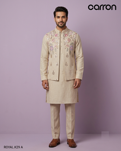 Natural Colour Jacket Kurta Set(ME-MBUS_ROYAL.K 29 A)