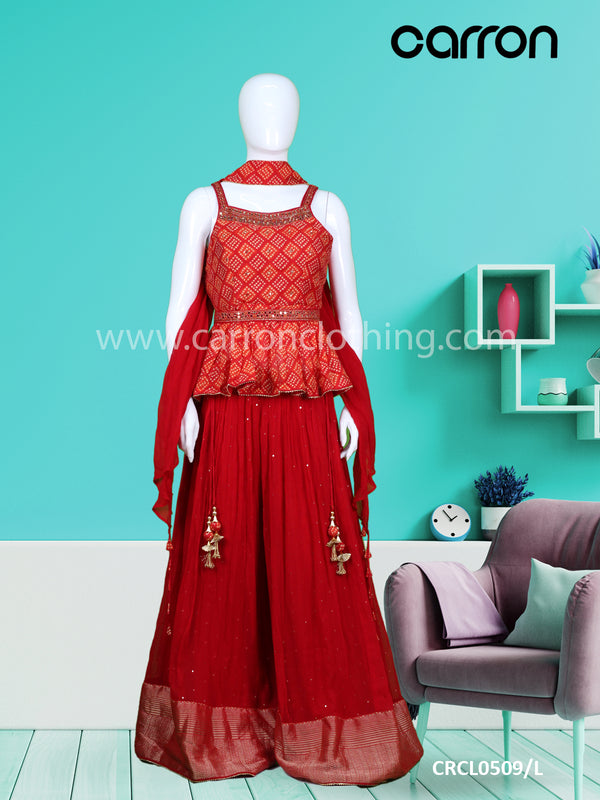 Red Colour Peplum With Plazo Set ( LE-WPZS_MUNI )