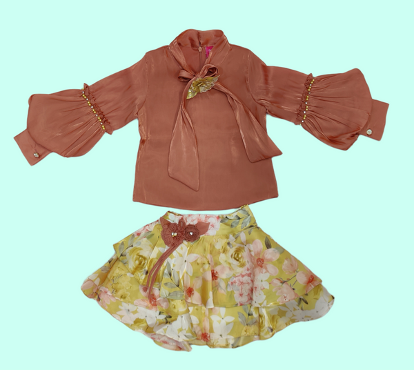 Peach Colour Skirt Set(GC-GSKT_614)