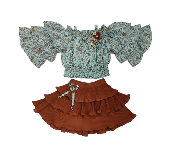 Rust Colour Skirt Set(GC-GSKT_598)