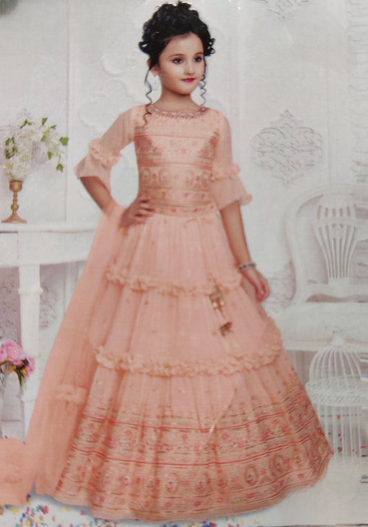 Peach Colour Ghaghra Choli (GE-GGHC_9235)