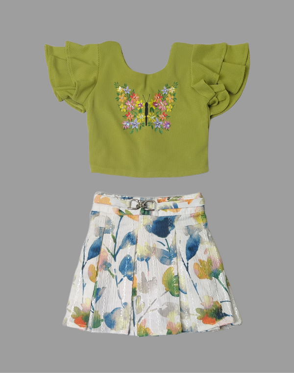 Green Colour Skirt Blouse(GC-GSKT_5722)
