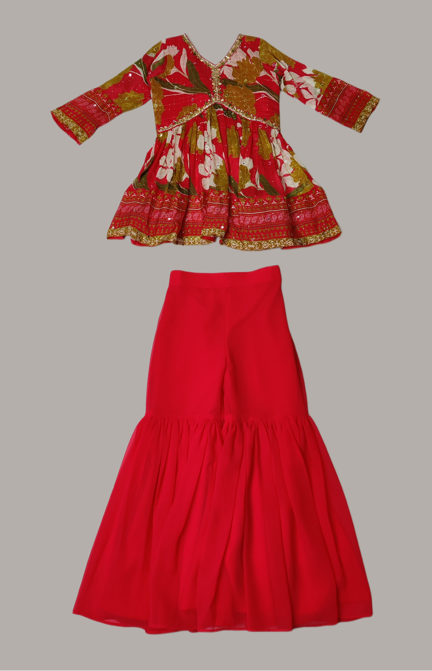 Tomato Colour Gharara Set(GE-GGHS_744)