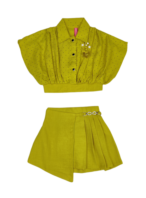Lemon Colour Skirt Blouse(GC-GSKT_9074)