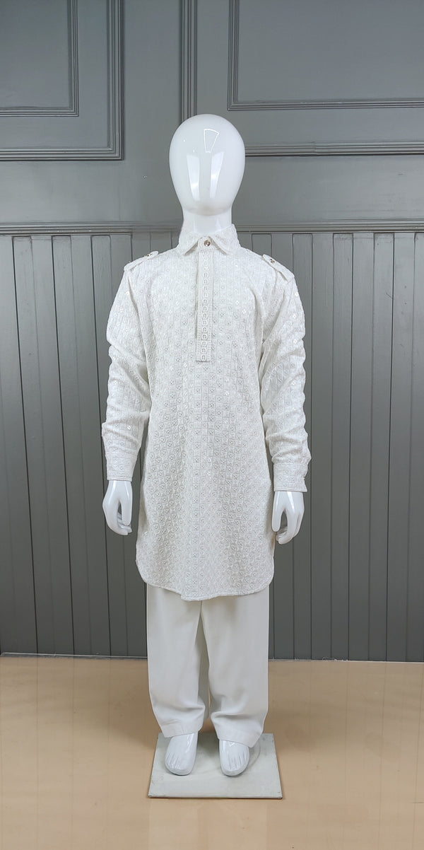White Colour Pathani Suit(BE-BPTH_447)