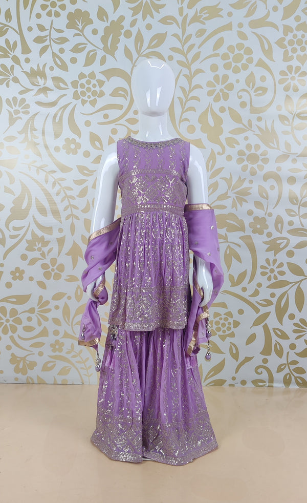 Purple Colour Gharara Set(GE-GGHS_3085)
