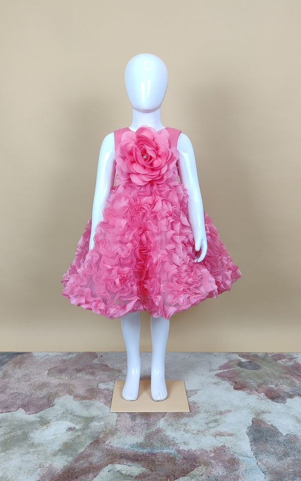 Tomato Colour Party Frock(GE-GFRP_275)