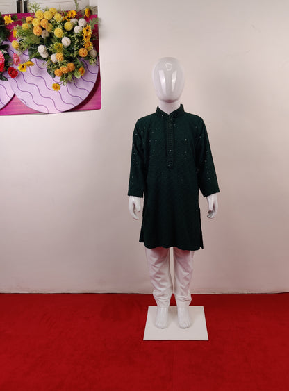 Bottle Green Colour Kurta Set(BE-BKUS_7079)