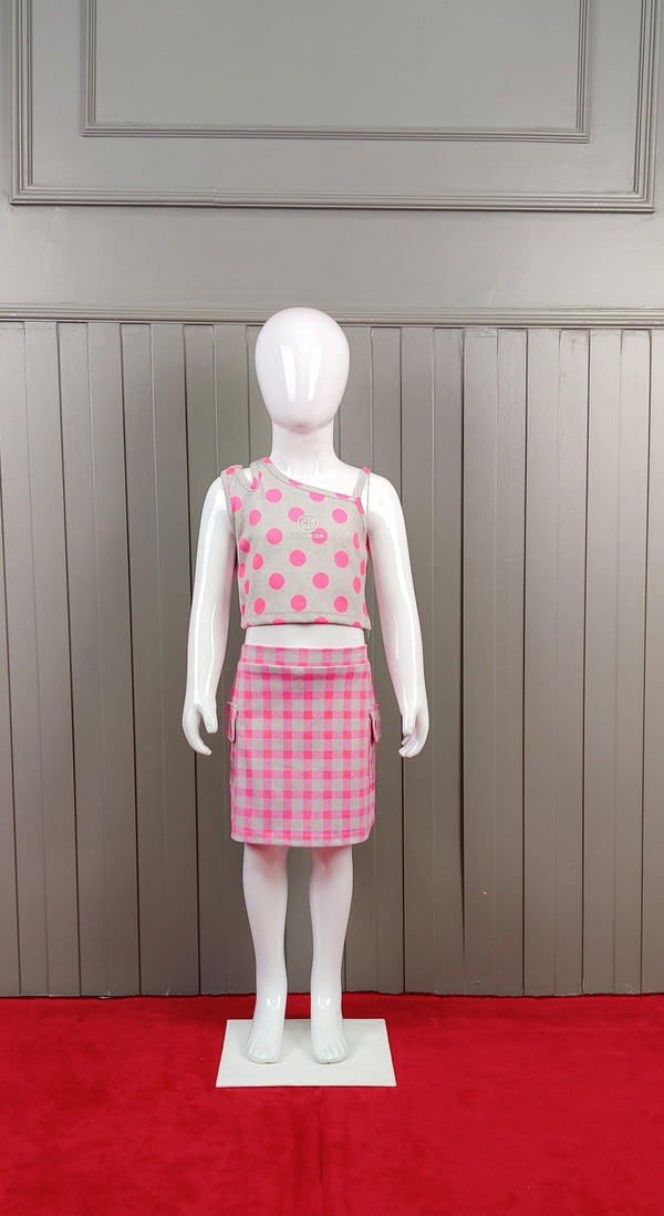Neon Pink Colour Skirt Blouse(GC-GSKT_1068)