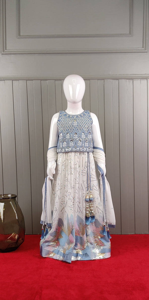 Sky Blue Colour Ghaghra Choli(GE-GGHC_7298)