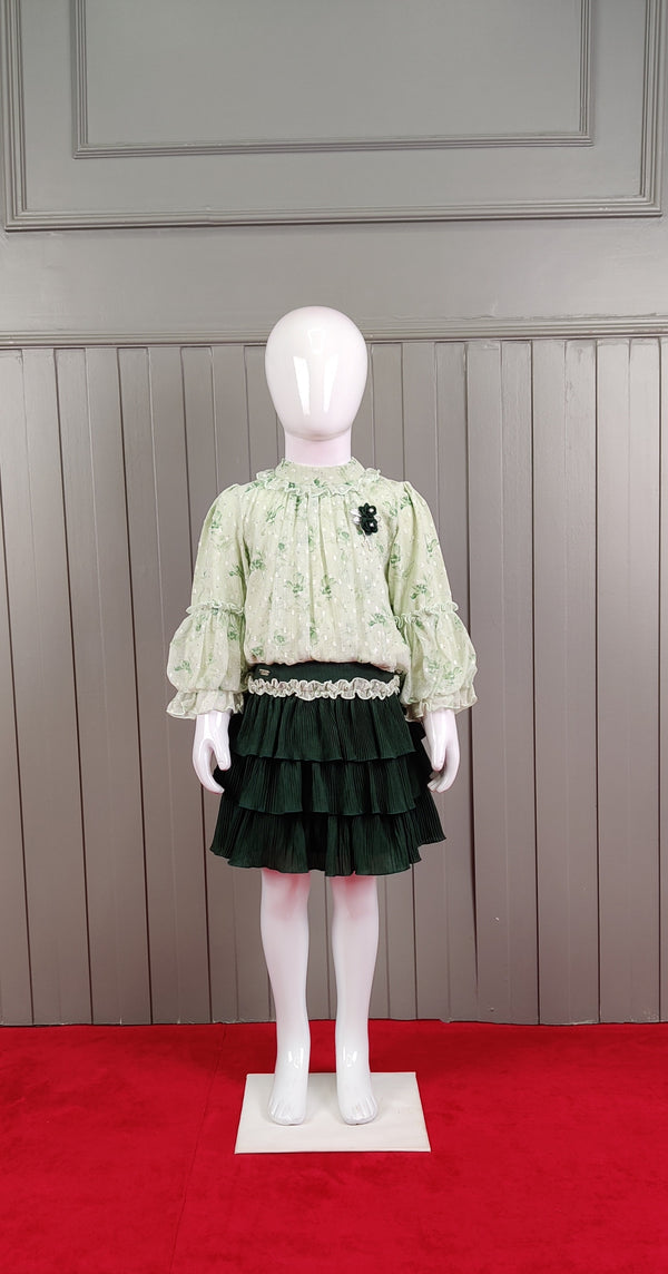 Green Colour Skirt Blouse(GC-GSKT_3715)