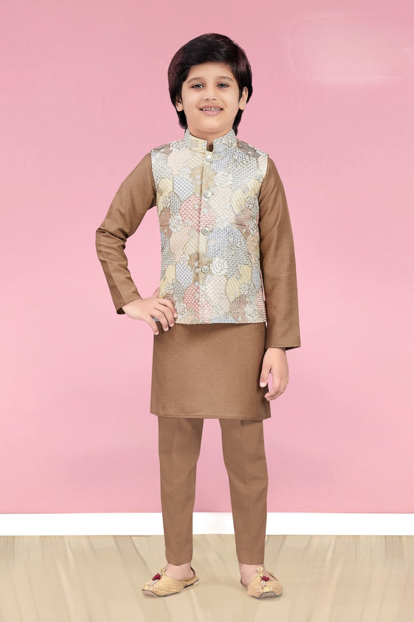 Beige Colour Jacket Kurta Set(BE-BWCS_6753)