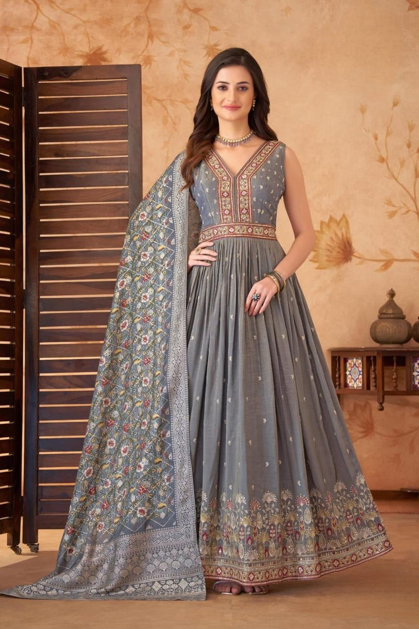 Grey Colour Anarkali(LE-WANK_2853)