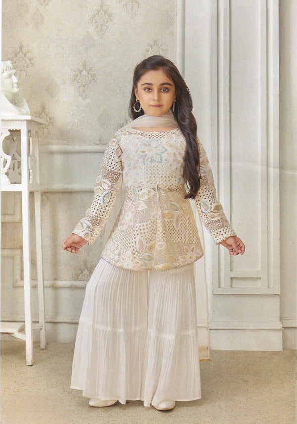 White Colour Gharara Set(GE-GGHS_4702)